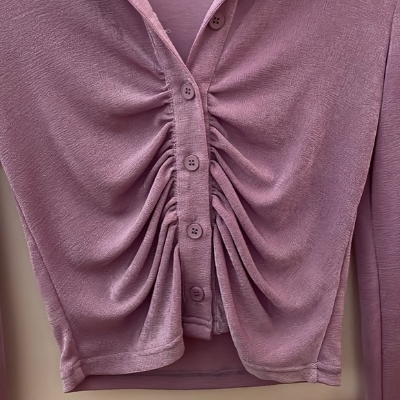 Colorful Natalie CALL IT QUITS PURPLE BUTTON DOWN LONG SLEEVE - Picture 5 of 5